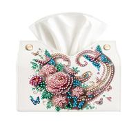 AXNSATRE Pink Roses DIY PU Leather Diamond Art Tissue Box