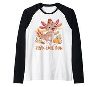 AXO-Lotl Fun Thanksgiving Pilgrim Cute Axolotl Raglan Baseball Tee