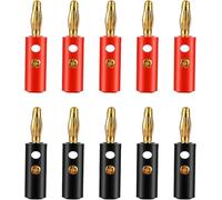 AXOBOG 10 Pcs 4mm Banana Plugs - 24K Gold Plated Bannan Plug Speaker Connectors