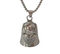 AXOBOG Guardian Bell Biker Bell, Stainless Steel Motorcycle Bell with Angel Engraving as Lucky Charm Protective Bell, Traditional Blessing The Peace Pendant for Motorcyclists, Key Ring