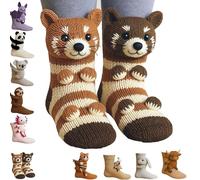 axodsnl 3D Knit Animal Socks, Funny Animal Socks for Women Men, Novelty Warm Cute Hand Crochet Christmas Cotton Sock(Cat)