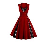 AXOE Women’s 1950s Rockabilly Cocktail Dress Burgundy, UK Size 18, XXL