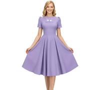 AXOE Women’s Vintage Dress 1950s Rockabilly Short Sleeve | Swing Knee-Length A-Line Skirt, Contrast Piping, Concealed Back Zip, Sizes S-4XL, Machine Washable, Cocktail Summer Tea Party