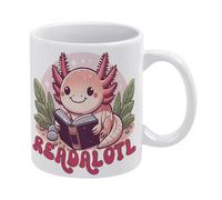 Axolotl-1 White Ceramic Coffee Mug 11 Oz, Double-Sided Printed Tea Cup with Ergonomic C-Handle, Thickened Bottom Porcelain Drinkware for Home Office Kitchen, Novelty Gifts for Friends