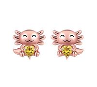 Axolotl 925 Sterling Silver Stud Earrings for Women 1-12 Months Birthstone Charming Axolotl Stud Earrings Cute Animal Birthday Jewelry Gifts for Girls Daughter Granddaughter, Sterling Silver, No