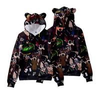 Axolotl 99 Nights In The Forest 3D Figure Printed Hoodie Kids Funny 99 Nights In The Forest Cat's Ear Shaped Sweatshirt (I,7-8years)