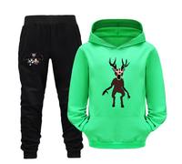 Axolotl 99 Nights In The Forest Hoodies and Trousers Set for Kids 99 Nights In The Forest Sweatshirts Set for Boys Girls (green,7-8years)