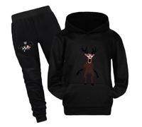 Axolotl 99 Nights In The Forest Hoodies and Trousers Set for Kids 99 Nights In The Forest Sweatshirts Set for Boys Girls (black,9-10years)