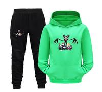 Axolotl 99 Nights In The Forest Sweatshirts Set for Boys Girls 99 Nights In The Forest Hoodies and Trousers Set for Kids (green,7-8years)