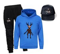 Axolotl 99 Nights In The Forest Sweatshirts Set for Boys Kids 99 Nights In The Forest Hoodies Trousers and Sunhat 3PCS Set (blue,13-14years)