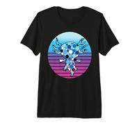 Axolotl Abstract Circles Blue Tones Aquatic Amphibian Future Premium T-Shirt