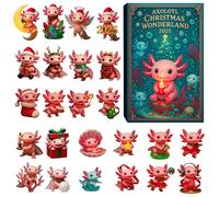 Axolotl Advents Calendars 2025, 24 Days Christmas Countdown Calendar with Axolotls Ornaments, 2D Acrylic Salamander Advents Calendars, Creative Christmas Tree Hanging Decorations