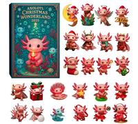 Axolotl Advents Calendars 2025, 2D Acrylic Axolotl Wonderland Hanging Pendants Christmas Countdown Calendar Salamander Ornaments Advents Calendars for Animal Lovers Christmas Tree Decorations