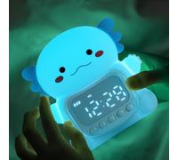 Axolotl Alarm Clock with Night Light for Kids, 7 RGB Color Cute Alarm Clocks for Bedrooms Ok to Wake Clocks, Silicone Animal Tabletop Lamp for Teen Girls Boys, Blue