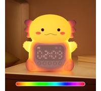 Axolotl Alarm Clock with Night Light for Kids, 7 RGB Color Cute Alarm Clocks for Bedrooms Ok to Wake Clocks, Silicone Animal Tabletop Lamp for Teen Girls Boys