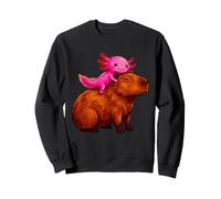 axolotl and capybara cuddling anime kawaii boys girls kids Sweatshirt