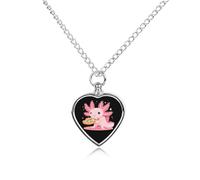 Axolotl And Pizza Cremation Heart Urn for Ashes Necklace Memorial Jewelry Pendant for Pet Cat Dog