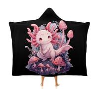 Axolotl Animals Wearable Blanket Hooded Blankets Warm Poncho Wrap Throw Cape Cloak for Women Men 60"x80"