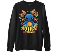 Axolotl Autism Awareness Printed Sweatshirt - Black - Mens - XL- Autism Neurodiversity Jumper - Axolotl Unisex Sweatshirt for Adults/Kids - Autistic Support Sweater - Autism Month Gifts