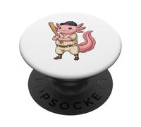 Axolotl Baseball Player Bat Hitter Funny Animal Softball Mom PopSockets Adhesive PopGrip