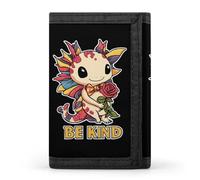 Axolotl Be Kind Autism Trifold Men's Wallets with 8 Card Slots & Key Hook Slim Travel Purse Money Clip