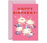 Axolotl Birthday Cards for Her or Him, Party Animals Pyramid