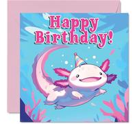 Axolotl Birthday Cards - Sealife Party - Happy Birthday Card for Son Daughter Brother Sister Grandson Granddaughter Niece Nephew Cousin, 145mm Bday Greeting Cards