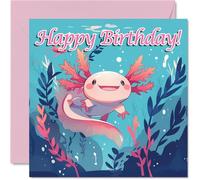 Axolotl Birthday Cards - Seaweed - Happy Birthday Card for Son Daughter Brother Sister Grandson Granddaughter Niece Nephew Cousin, 145mm Bday Greeting Cards
