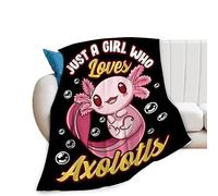 Axolotl Blanket Super Soft Warm Fluffy Flannel Just A Girl Who Loves Axolotls Throw Blanket Cozy Fuzzy Plush Cute Pink Animal Bedding Blanket Gift for Boys Girls Kids Teens Adults Couch Sofa 50"x40"