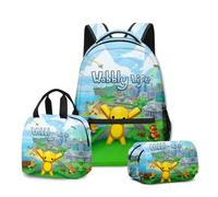 Axolotl Boys Wobbly Life Backpack Kids Wobbly Life Backpack Lunch Box Pencil Case 3Pcs Set Casual Daypacks - L Size/17in (C03,3pcs)