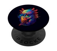 Axolotl Bubble Tea - Aquatic Animal Colorful Illustration PopSockets Adhesive PopGrip