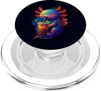 Axolotl Bubble Tea - Aquatic Animal Colorful Illustration PopSockets PopGrip for MagSafe