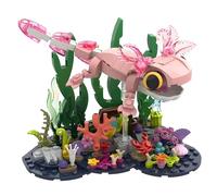 Axolotl Building Blocks Set, 227 PCS Mexican Salamander Marine Building Bricks Kit with Coral Reef Base, Animal Display Model Building Toys for Home Decor, STEM Educational Gift for Nature Lover