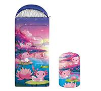 Axolotl Camping Sleeping Bags for Your Son & Daughter, Rollable Sleeping Bags and Compact with Compression Sack, Slumber Bags for Outdoor and Camping Lovers