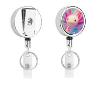 Axolotl Colorful Bubbles Retractable Womens Badge Reel for Men ID Card Holder Clip Work Nurse