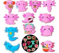 Axolotl Cow Glow in the Dark Axolotl Shoe Charms, Cute Kawaii Clog Decorations, Glowing PVC Accessories for Foam Shoes Decorations for Adults, Unisex Party Accessories, Birthday, Halloween & Christmas