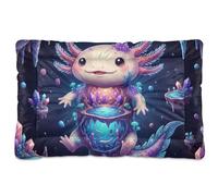 Axolotl Crystal Cave Collage Washable Dog Beds Crate Pad Non-Slip Soft Comfortable for Large Jumbo Medium Small Dogs 36" x 24"