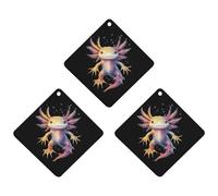 Axolotl Cute 3 Pcs Automotive Air Fresheners Mirror Aromatherapy Tablets Ornament Car Fragrance Scented Cards Rhombus