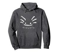 Axolotl Cute Animal Vintage Hand Drawing Drawn Design Pullover Hoodie, Adult Unisex, Dark Heather Grey, XX-Large