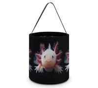 Axolotl Cute Cute Halloween Candy Bucket Reusable Collapsible Candies Basket Fabric Tote Bags