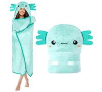 Axolotl Cute Wearable Blanket, Wearable Oversized Hoodie Blanket, Super Soft Warm Cozy Plush Flannel Fleece & Sherpa Hoodie Throw Cloak Wrap, Axolotl Present for Women Adults and Kids, 152x127cm