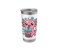 Axolotl Drinking Boba Tea Cute Bubble Tea Kawaii Axolotls Stainless Steel Insulated Tumbler