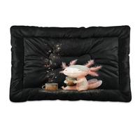 Axolotl Drinking Tea Washable Dog Beds Crate Pad Soft Anti-Slip Pet Mat for Medium/Large Dogs 24" x 18"