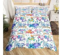 Axolotl Duvet Cover Double Watercolor Kids Cute Axolotl Bedding Set Kawaii Cartoon Animals Pet Reptile Comforter Cover For Boys Girls Underwater World Oasis Quilt Cover With 2 Pillowcase Colorful