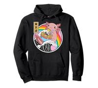 Axolotl Eating Ramen Kanagawa Wave Kawaii Anime Vaporwave Pullover Hoodie