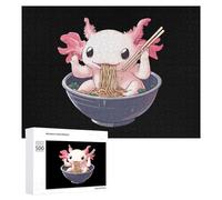 Axolotl Eating Ramen Noodles Jigsaw Puzzles for Adult Family Activities Games Home Decor Puzzle 500 PCS