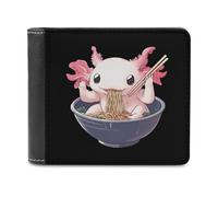 Axolotl Eating Ramen Noodles Men's Bifold Wallet Slim Cash Card Holder Leather Purse