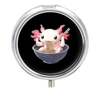 Axolotl Eating Ramen Noodles Pill Box 3 Compartment Small Portable Medicine Case Pill Organizer for Pocket Purse