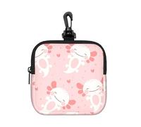 Axolotl Fish Pattern, Coin Purse Square Zipper Storage Bag, Change Pouch with Lobster Buckle Clasp Buckle, Change Purse