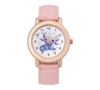Axolotl Galaxy Ice Snowy Womens Leather Strap Elegant Lady Wrist Watches Casual Band Three-Hand Watch